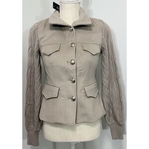 NEW White House Black Market Sweater Sleeve Jacket Moon Rock Tan Beige NWT XXS
